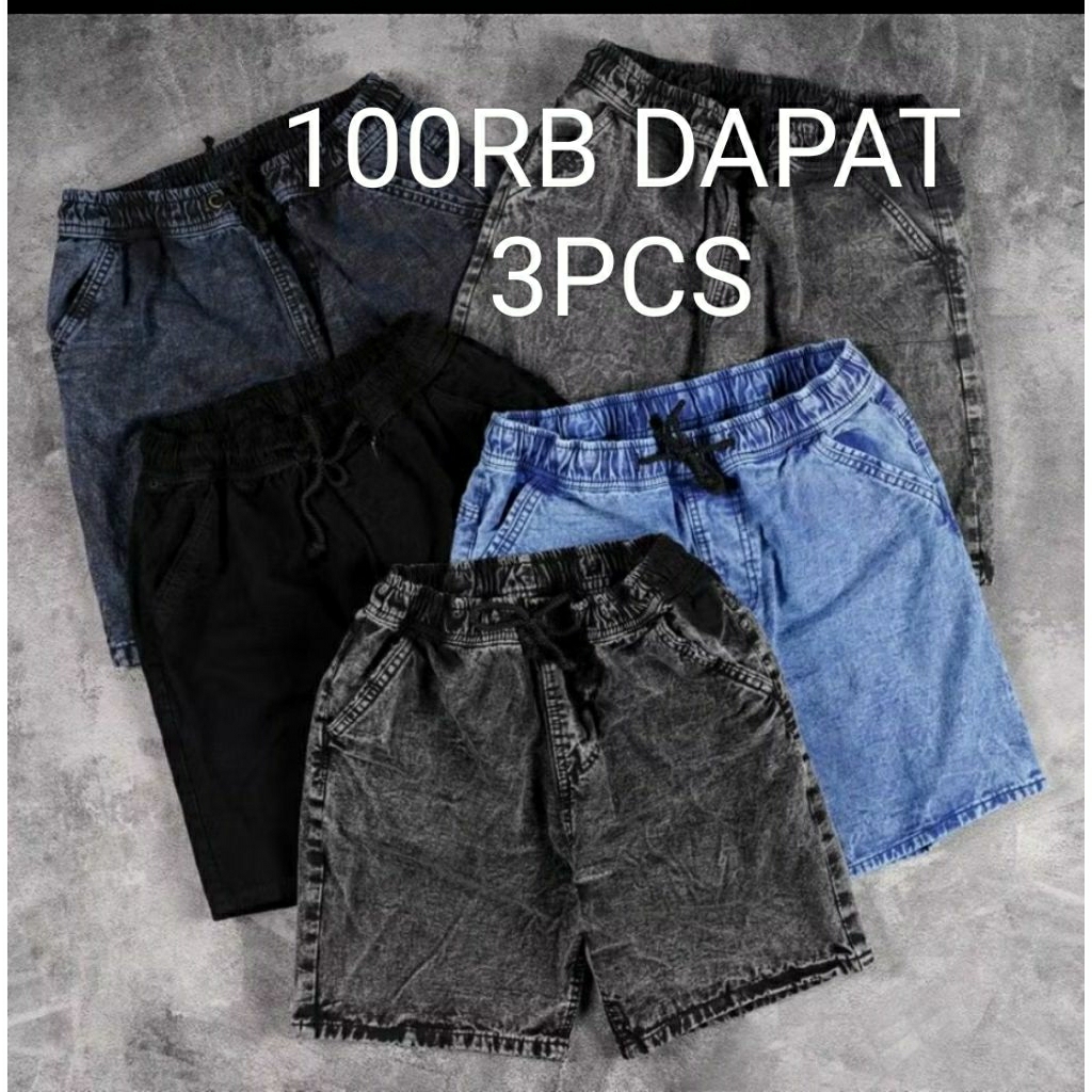 100 RIBU DAPAT 3 CELANA PENDEK JEANS PRIA CELANA PENDEK KOLOR