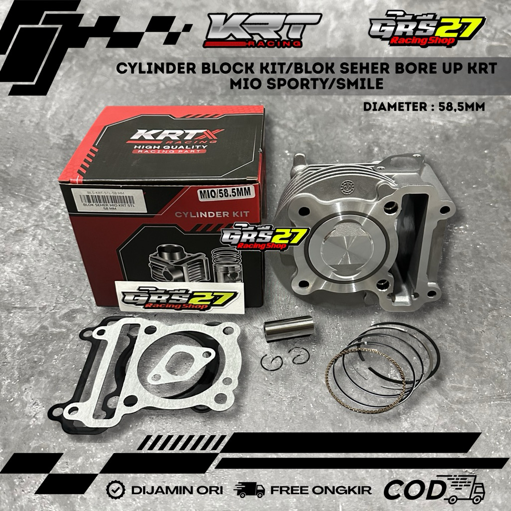 BLOK SEHER BORING PAKET BOREUP 58,5 MM KRT RACING MIO SPORTY/SMILE SOUL KARBU FINO KARBU NOUVO 58,5M