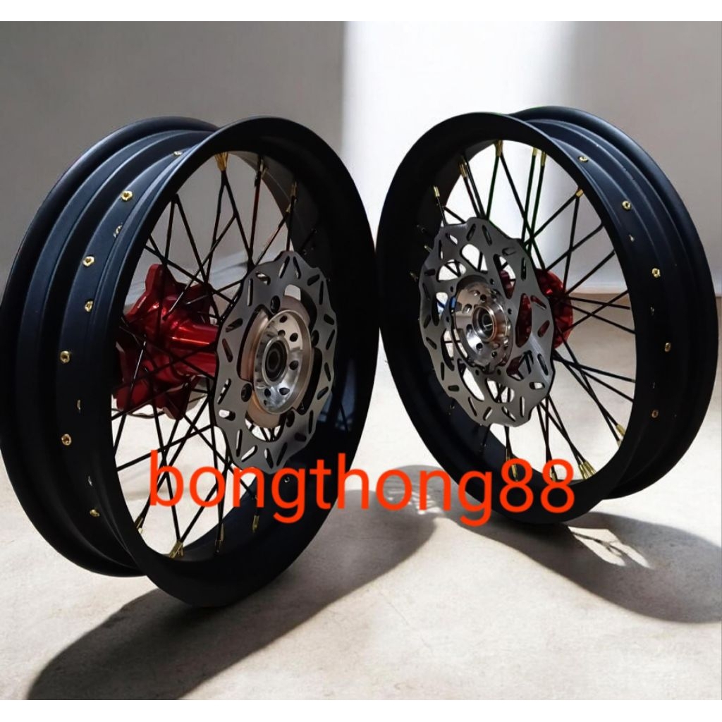 sepaket velg supermoto crf150 Klx Bf Dtracker150 WR 155 ring 17 250 300 350 450 Velg Rossi Xd lebar