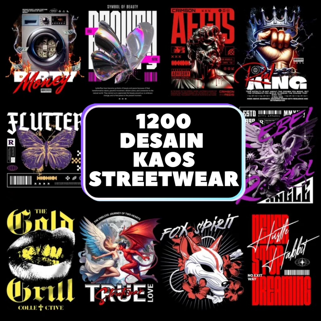 1200 Streetwear png Bundle, Tshirt Design Bundle, T-Shirt Print Design, Hip Hop digital download, T-