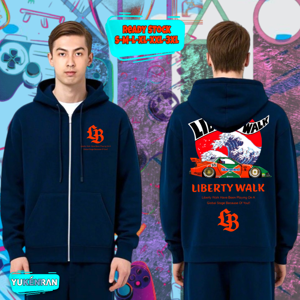 HOODIE ZIPPER OTOMOTIF STREETWEAR BASIC LIBERTY WALK COTTON FLEECE