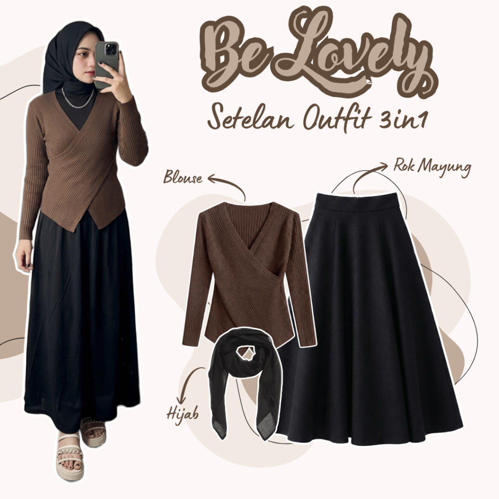 One Set Wanita Remaja | Blouse, Rok Mayung, Hijab | Setelan Outfit Wanita, OOTD Wanita