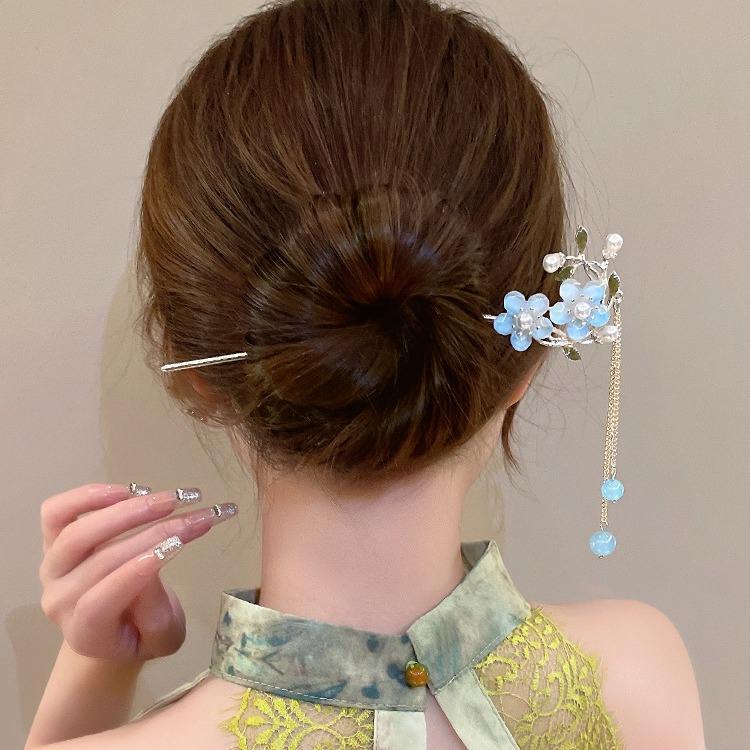 Tusuk Konde Dua Bunga Juntai / Premium Tusuk Konde Rambut / Tusuk Konde Rumbai