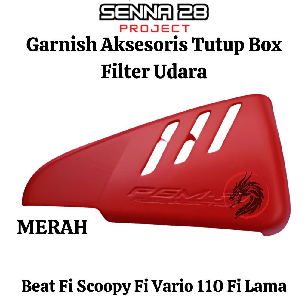 Garnish garnis crom variasi tutup box filter udara honda beat fi non esp merah cabe