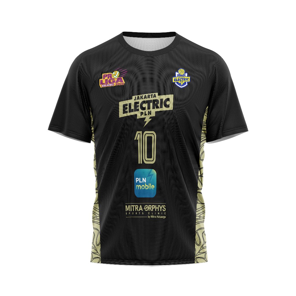 Baju Kaos Tshirt Jersey Pria ProLiga JAKARTA ELECTRIC PLN 2026 Hitam Voli Olahraga Volley Custom Ful