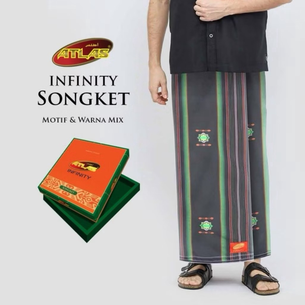 GROSIR Sarung Atlas Infinity Songket Isi (10Pcs) Bahan Lembut,Halus Dan Nyaman DiPakai