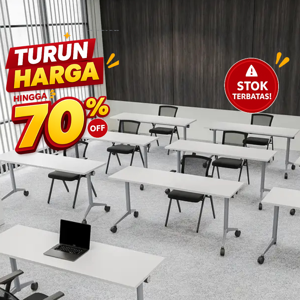 Dekoruma FRENCO Meja Training Lipat Portabel / Meja Pelatihan Lipat Serbaguna / Particle Board Foldi