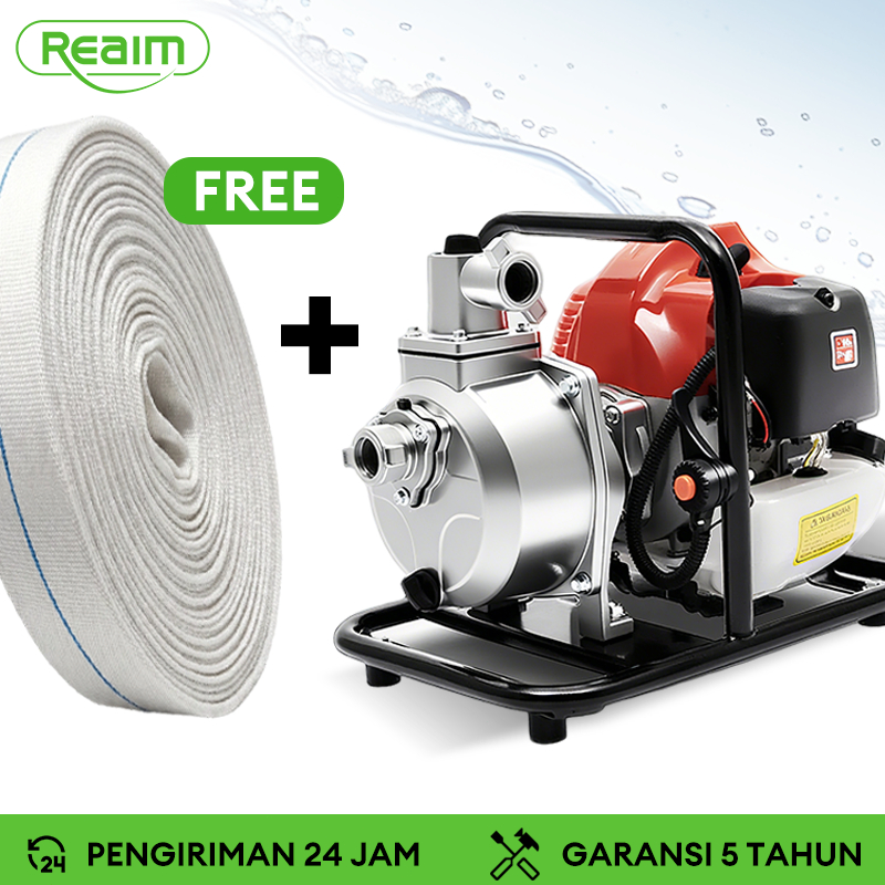 REAIM Mesin Pompa Air Bensin 1/2/3 Inch Pompa Irigasi Sedot Air Sawah Empang Pompa Air Irigasi Sawah
