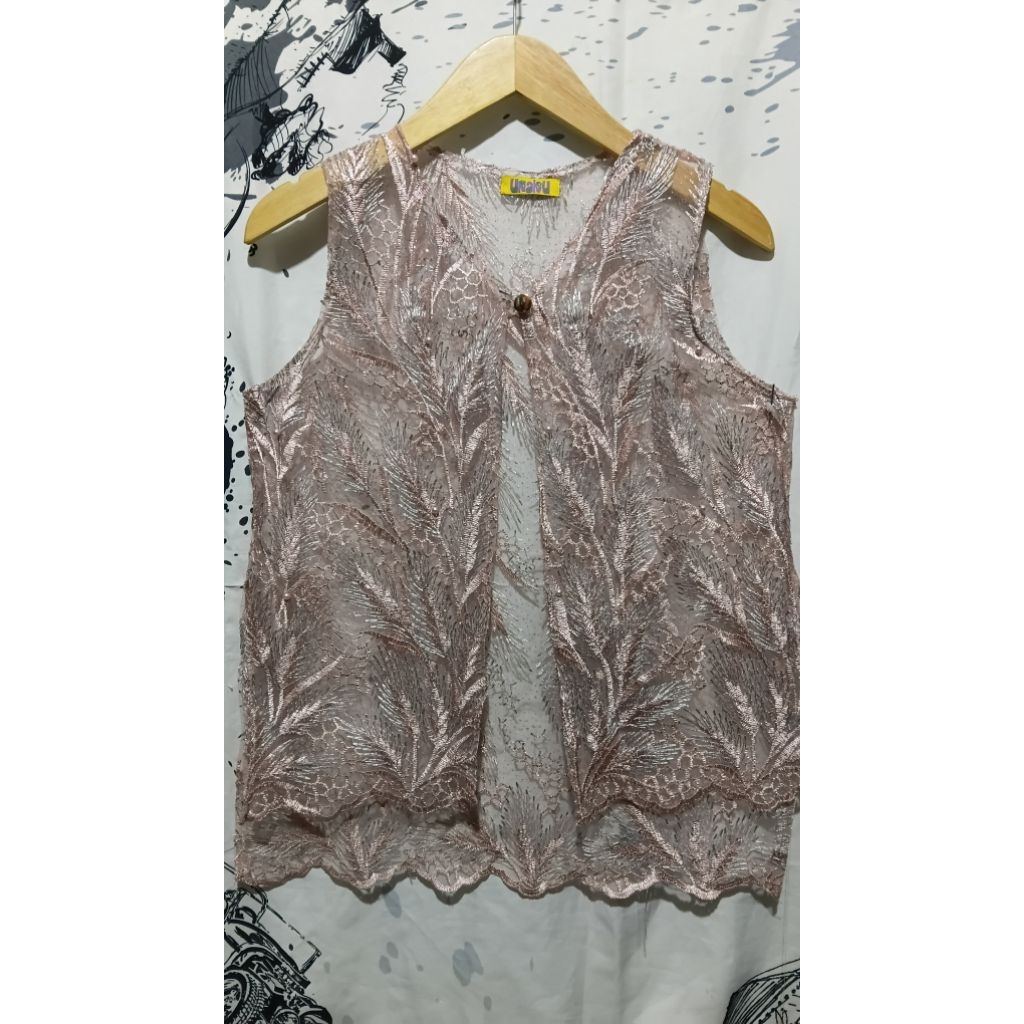 Vest brukat wanita/Ld 94/panjang P.depan 55/P.belakang 64/Rompi Brukat wanita dewasa/Rompi cantik/ba