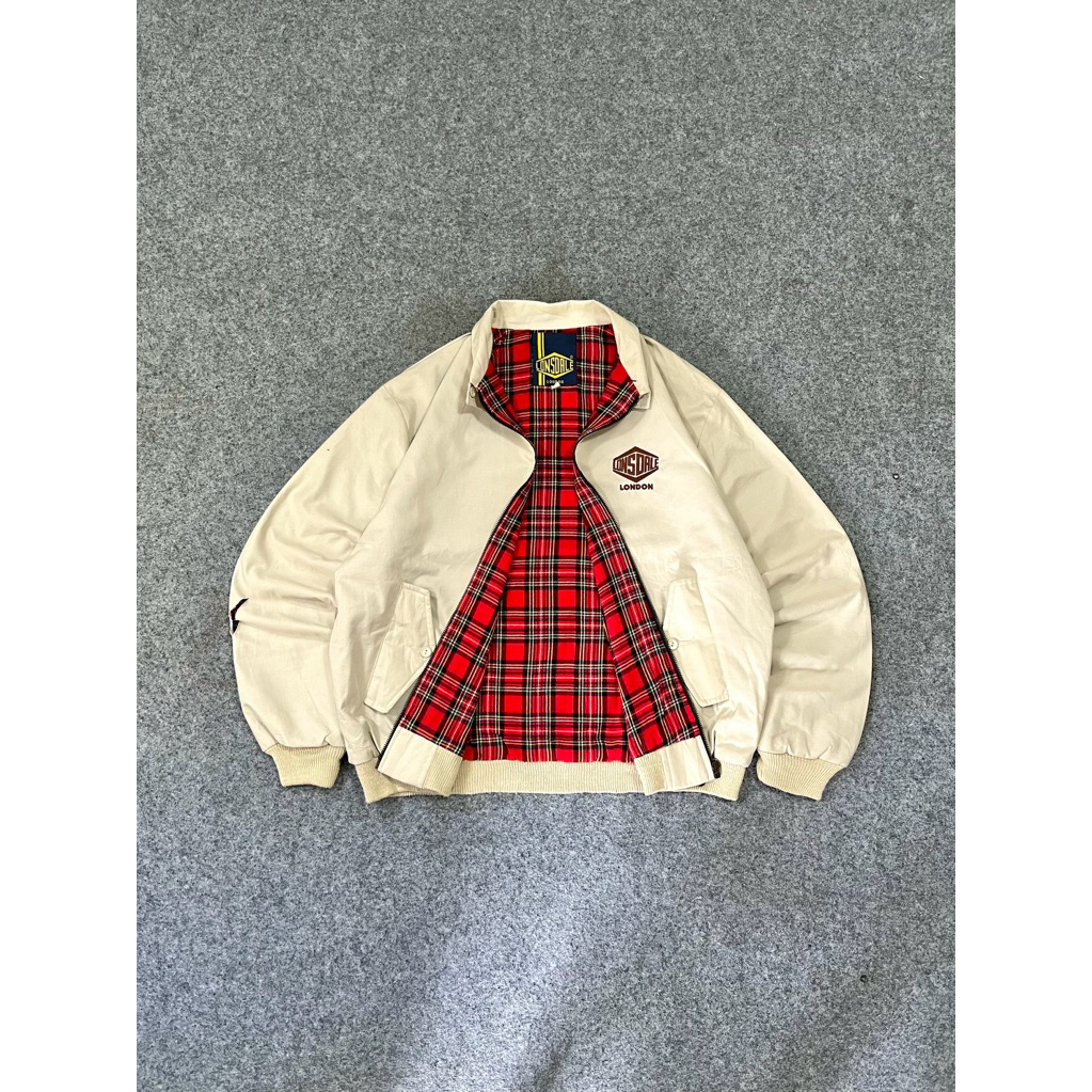 VINTAGE LONSDALE BEIGE TARTAN HARRINGTON JACKET