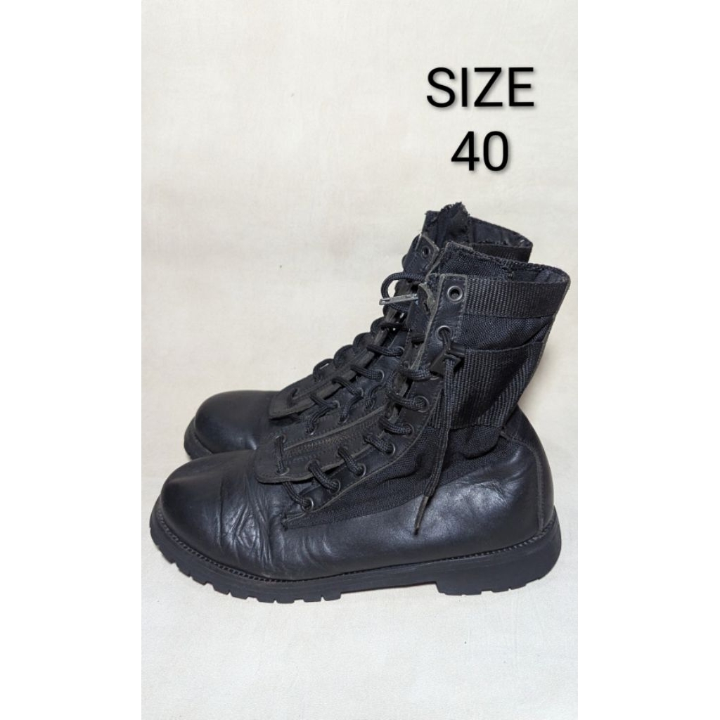 SEPATU PRELOVED KIMAY BY DINOS BLACK LEATHER & CORDURA TACTICAL COMBAT BOOTS TAPAK VIBRAM SIZE 40