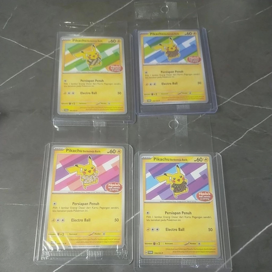 ORI 1 set Kartu / Perpcs / Card Pokemon Pikachu Batik Blue / Pink / Green / Purple Original TCG indo