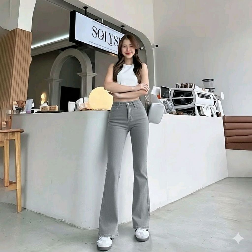 Celana Cutbray Jeans Highwaist Panjang 100 cm Jeans Cutbray Loose Pants dewasa