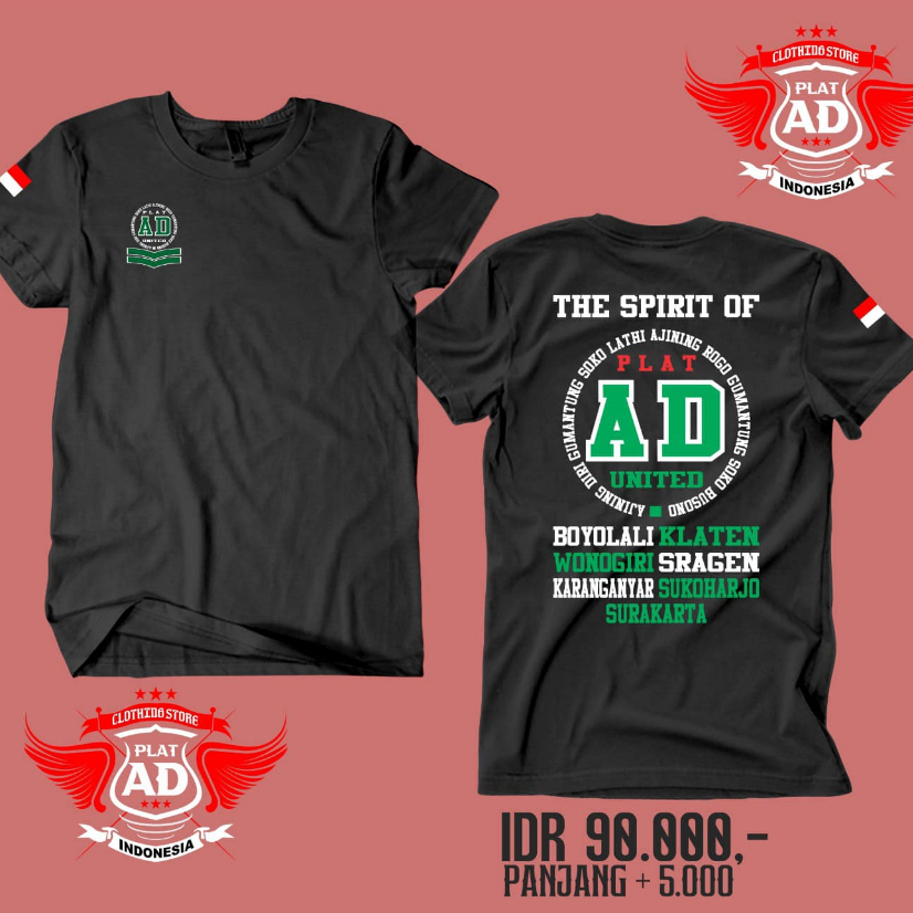KAOS PLAT AD BOYOLALI KLATEN WONOGIRI SRAGEN KARANGANYAR SUKOHARJO SURAKARTA
