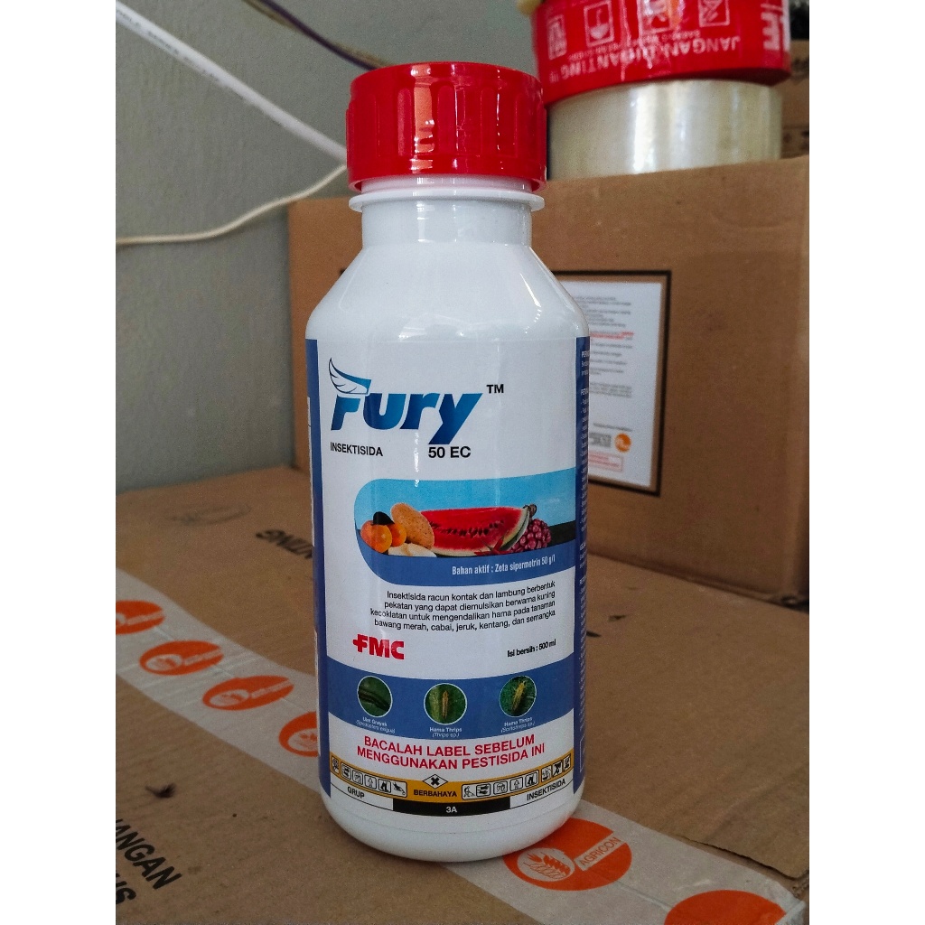 Insektisida Fury 50EC 500 ml - Racun Kontak dan Lambung berbentuk pekatan kuning kecokelatan untuk m
