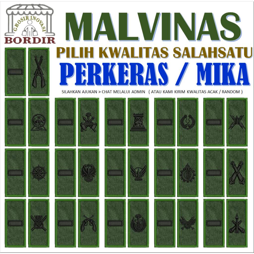 1 PANGKAT LETDA CORP KORP CORPS PDL MALVINAS TNI AD STAFF BORDIR LAGI EMBROIDERY GIB