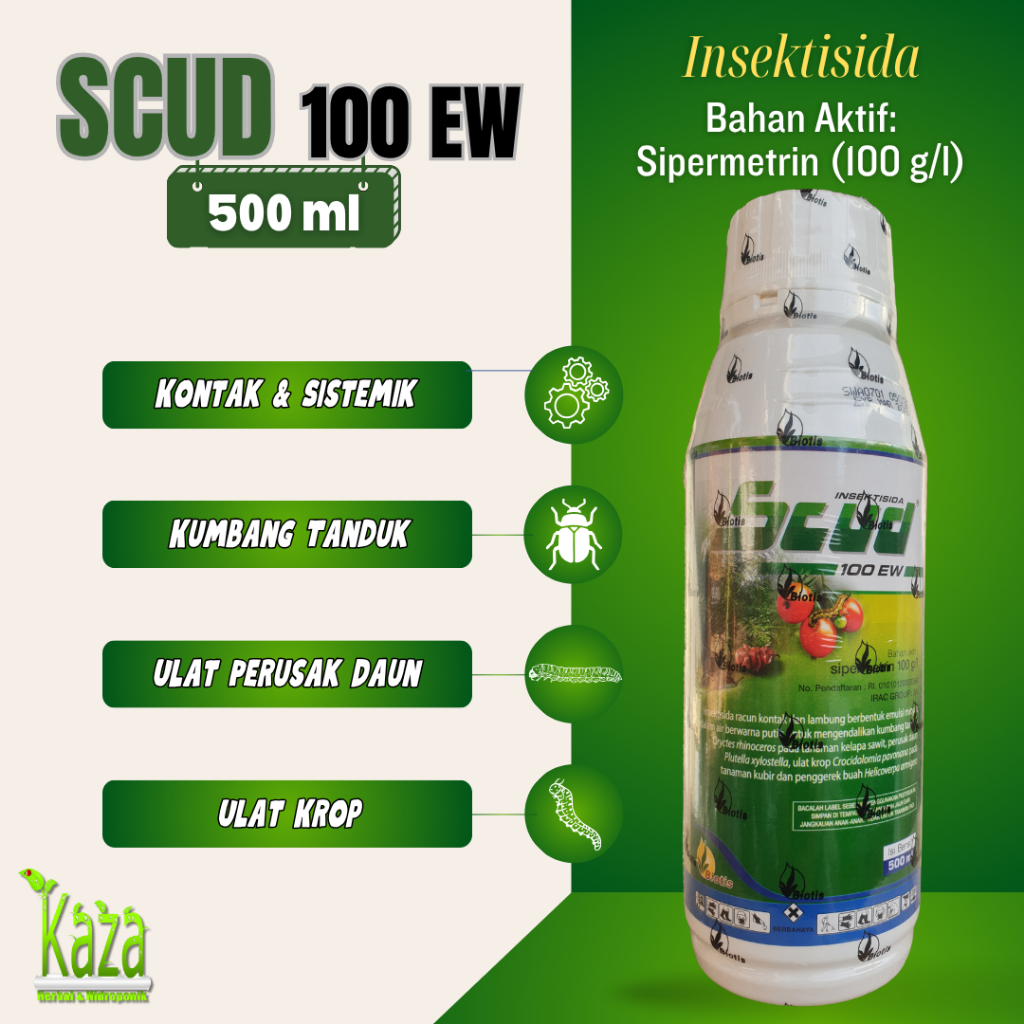 Insektisida Scud 100 EW 500 ml - Sipermetrin Kumbang Tanduk Penggerek Buah Perusak Daun