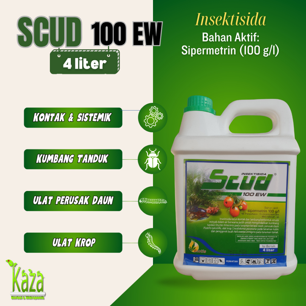 Insektisida Scud 100 EW 4 liter - Sipermetrin Kumbang Tanduk Penggerek Buah Perusak Daun