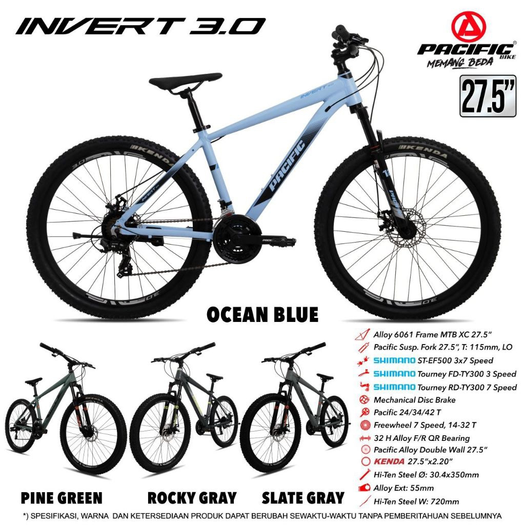 SEPEDA GUNUNG MTB PACIFIC 26 27.5 INCH MTB PACIFIC INVERT 3.0 FRAME ALLOY / VIGILON 2.0 FRAME ALLOY