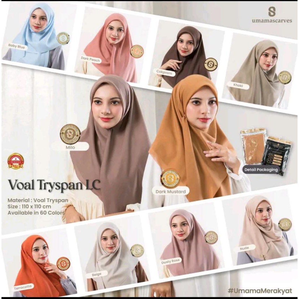 UmamaScarves Voal Tryspan / Umama Voal Tryspan / Umama Voal / Umama Tryspan / Umama Polos 110×110cm
