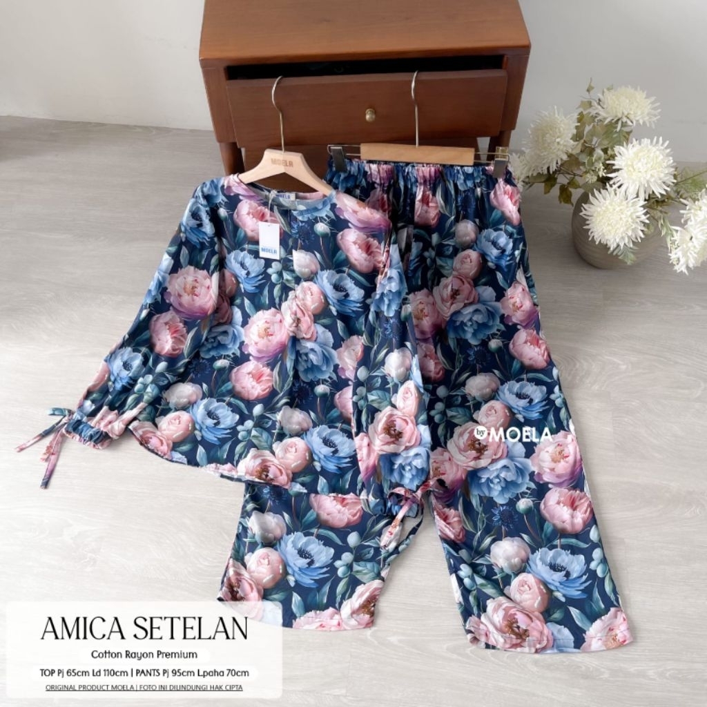 AMICA SET WANITA COTTON RAYON PREMIUM ADEM HALUS NYAMAN BY MOELA