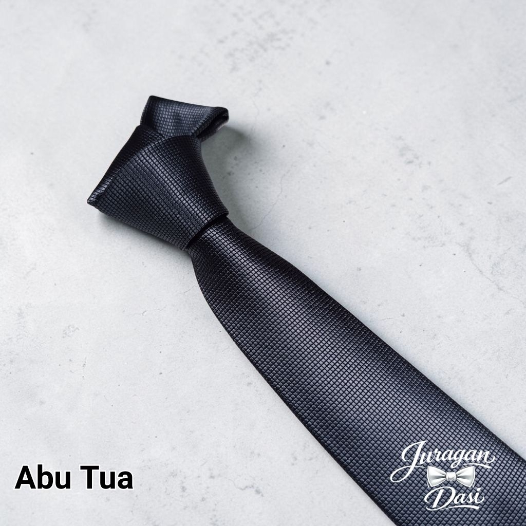 Dasi Pria Dasi Kantor Dasi Motif Kotak Halus Abu Tua