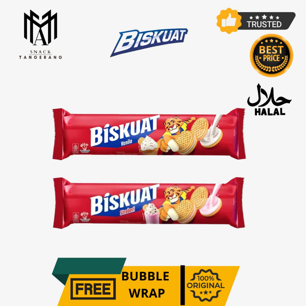 Biskuat Biskuit Sandwich Golden Vanilla Strawberry 105 Gr