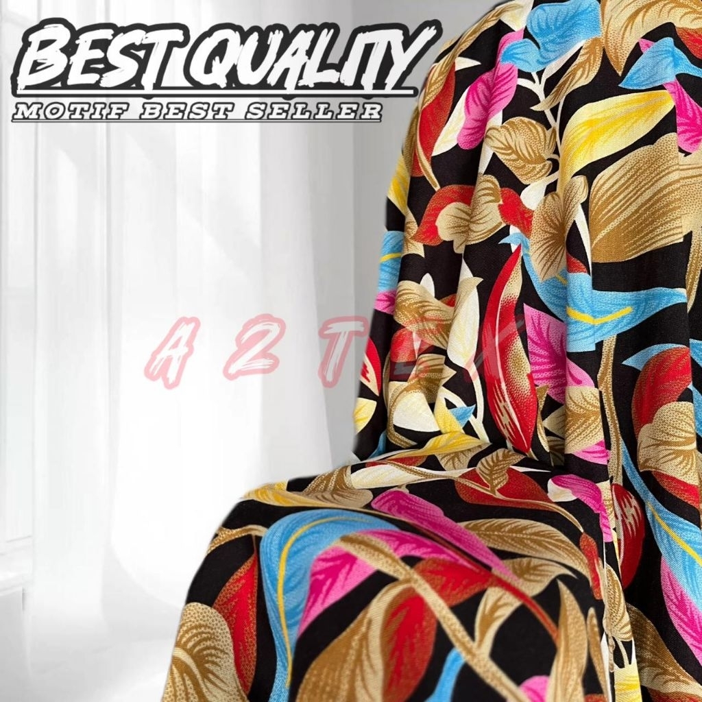Kain katun rayon motif floral ekslusif - Kain rayon Viscose premium - Kain katun rayon original - Ha