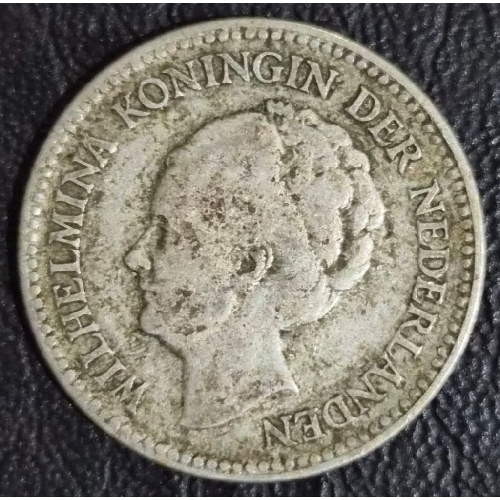 Koin Perak ½ Gulden 1928 Wilhelmina