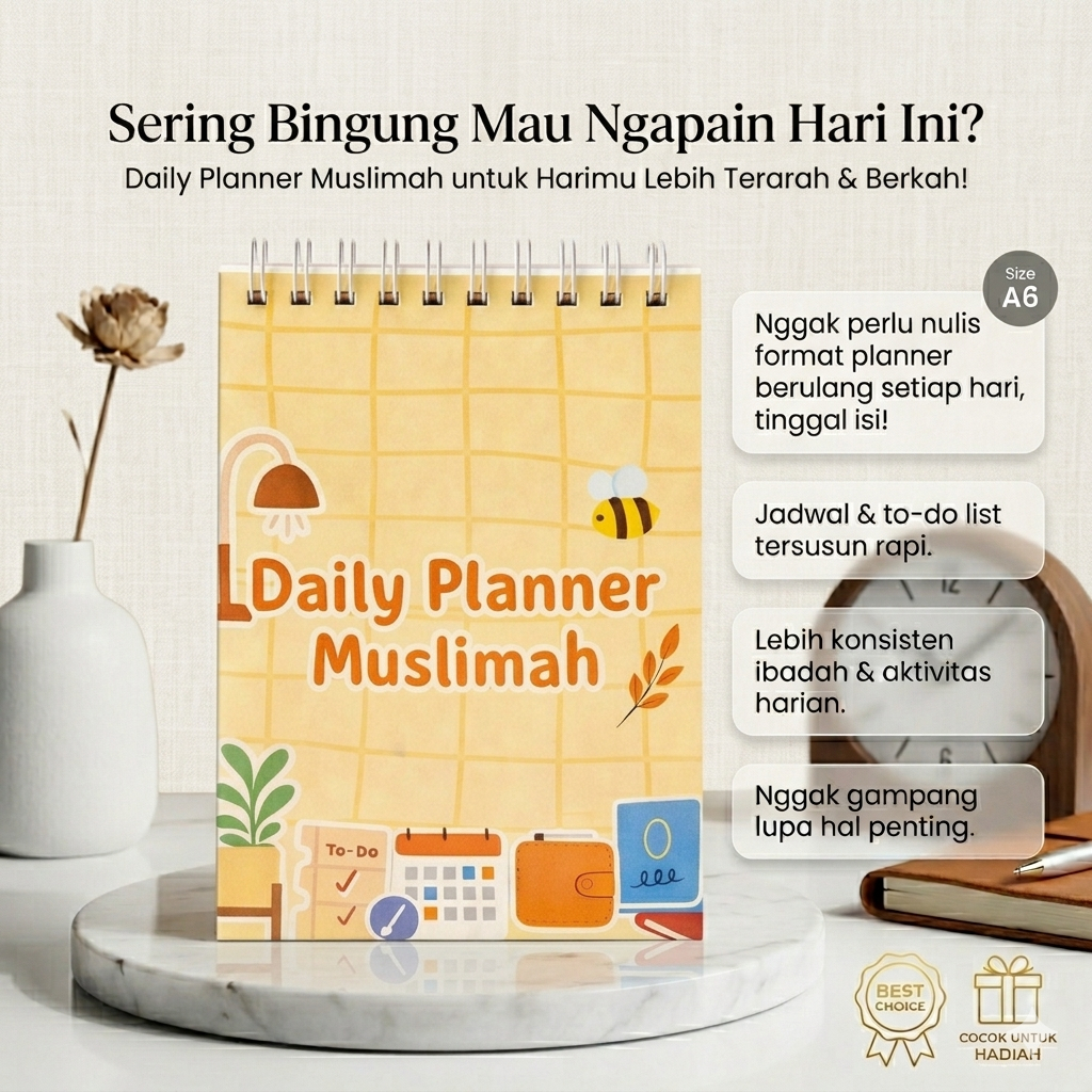 Creativa Projects Daily Planner Muslimah Buku Agenda Jurnal Harian Aesthetic 2026 Premium Notebook S