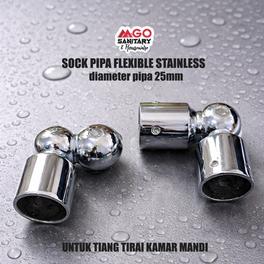 Sock Gantungan Pipa Stainless 25mm / Dudukan Pipa Shower Kamar Mandi / Bracket Pipa Adjustable