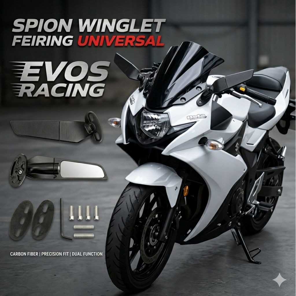 Spion Winglet F22 Kaca Cembung Ninja 250 FI CBR 150R R15 GSX ZX25R R25 Spion Model Sirip Hiu Fairing