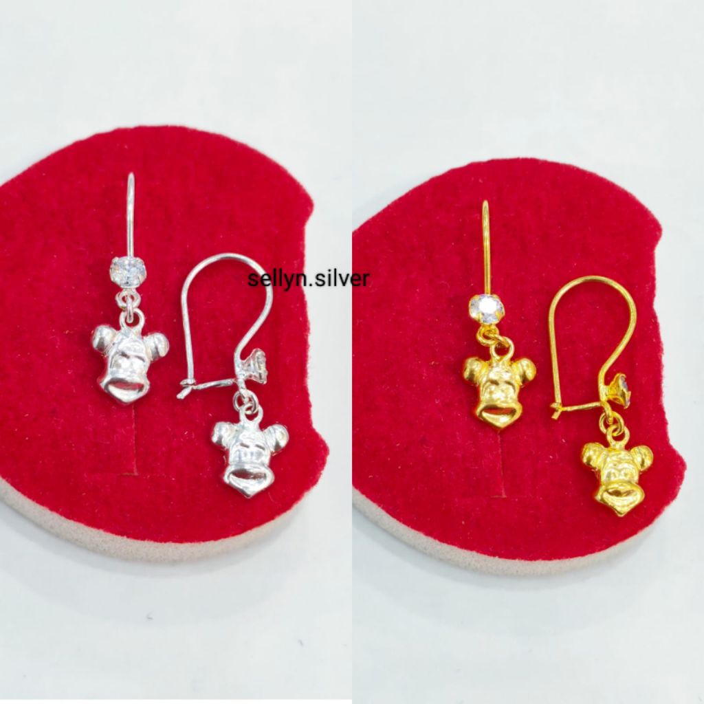 Anting Kait Anak Perak Asli Model Mickey Mouse
