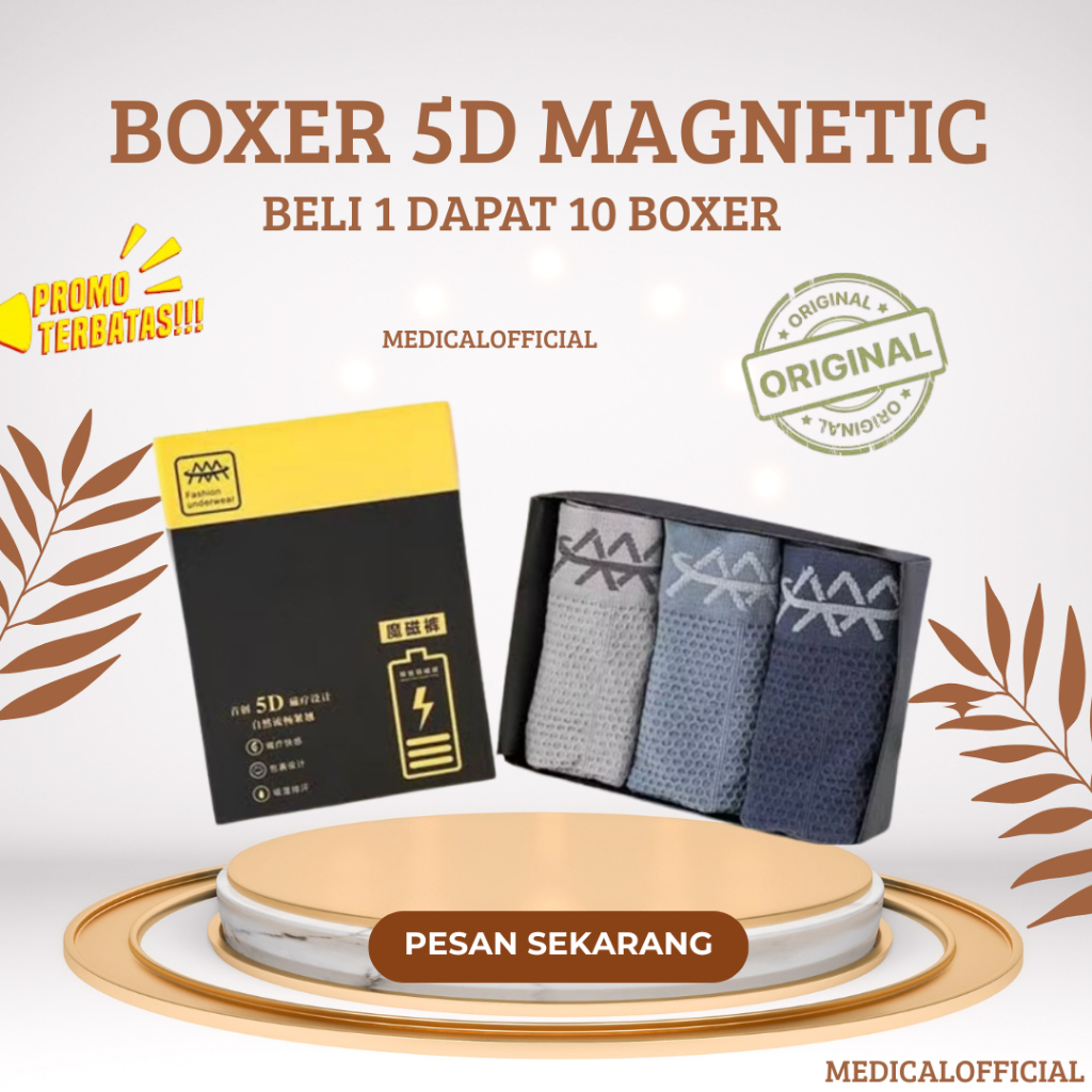 (PROMO DAPAT 10) Boxer Kesehatan Pria 5D - Celana Dalam Terapi Magnetik & Nyaman Dipakai ORIGINAL