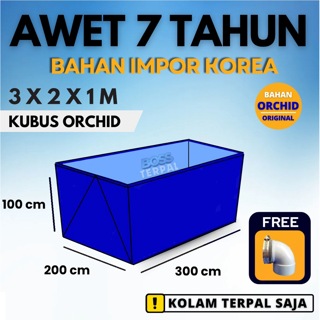 Kolam Terpal Ikan Kotak 3x2x1m - Terpal Tambak ORCHID - Tandon Air Terpal
