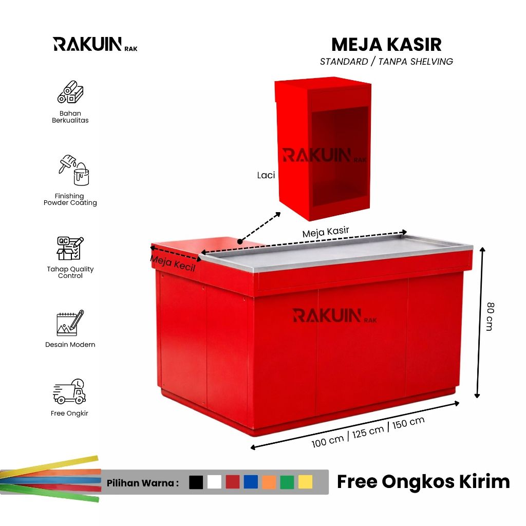 Meja Kasir Standard Minimarket / Meja Kasir Supermarket / Tanpa Shelving - Rakuin Rak