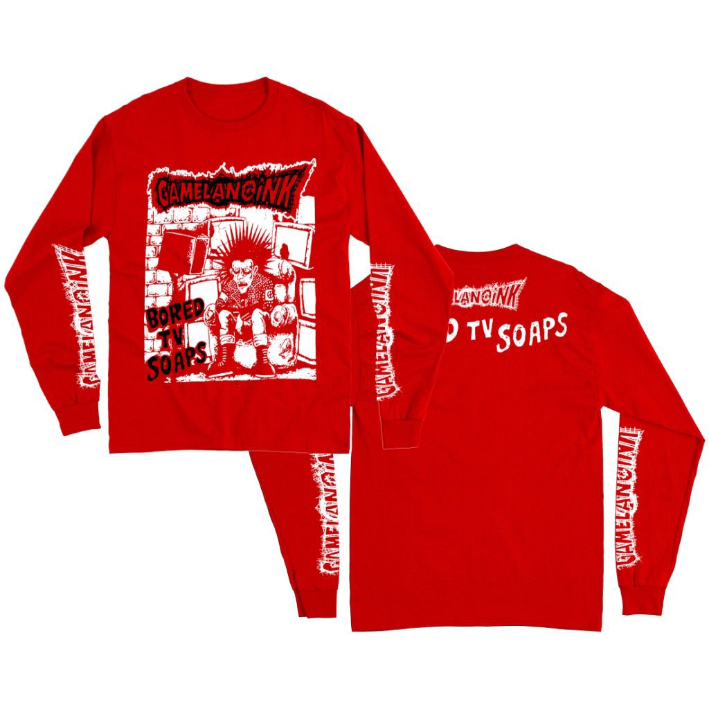 Kaos Band Punk Lengan Panjang Gamelanoink - Bored Tv Soaps merah