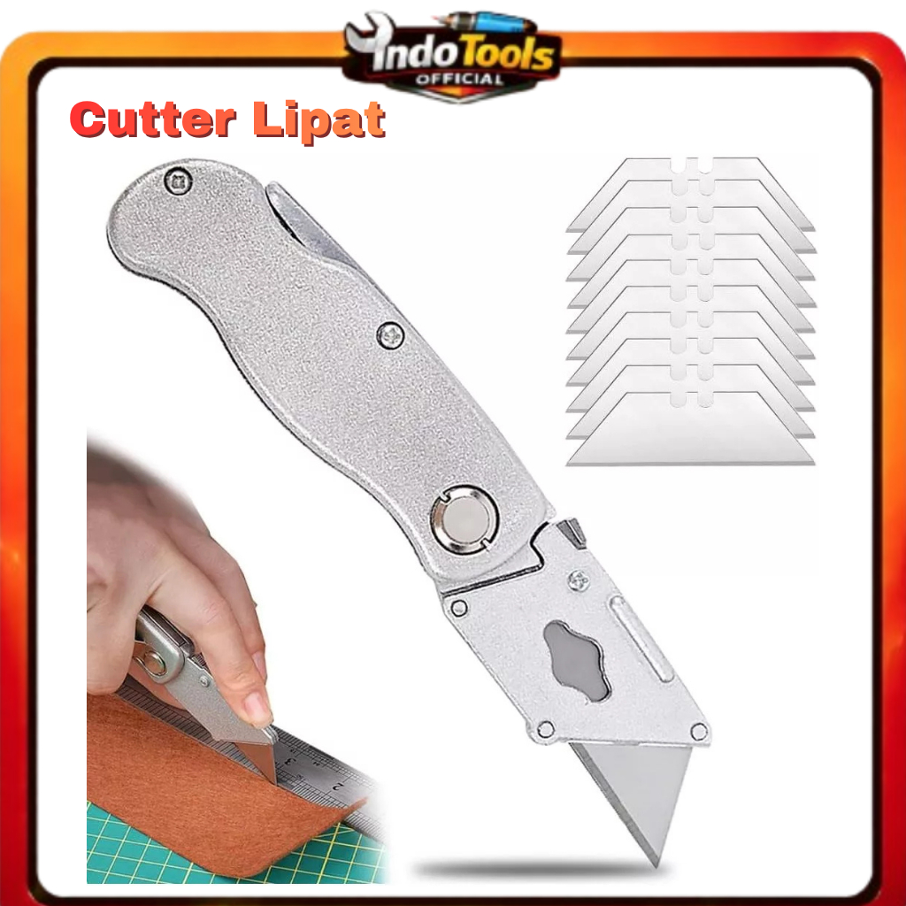 BESTTOOLS Cutter Lipat Multifungsi Folding Knife Pisau Cutter Gypsum Lipat + 5 Mata Pisau