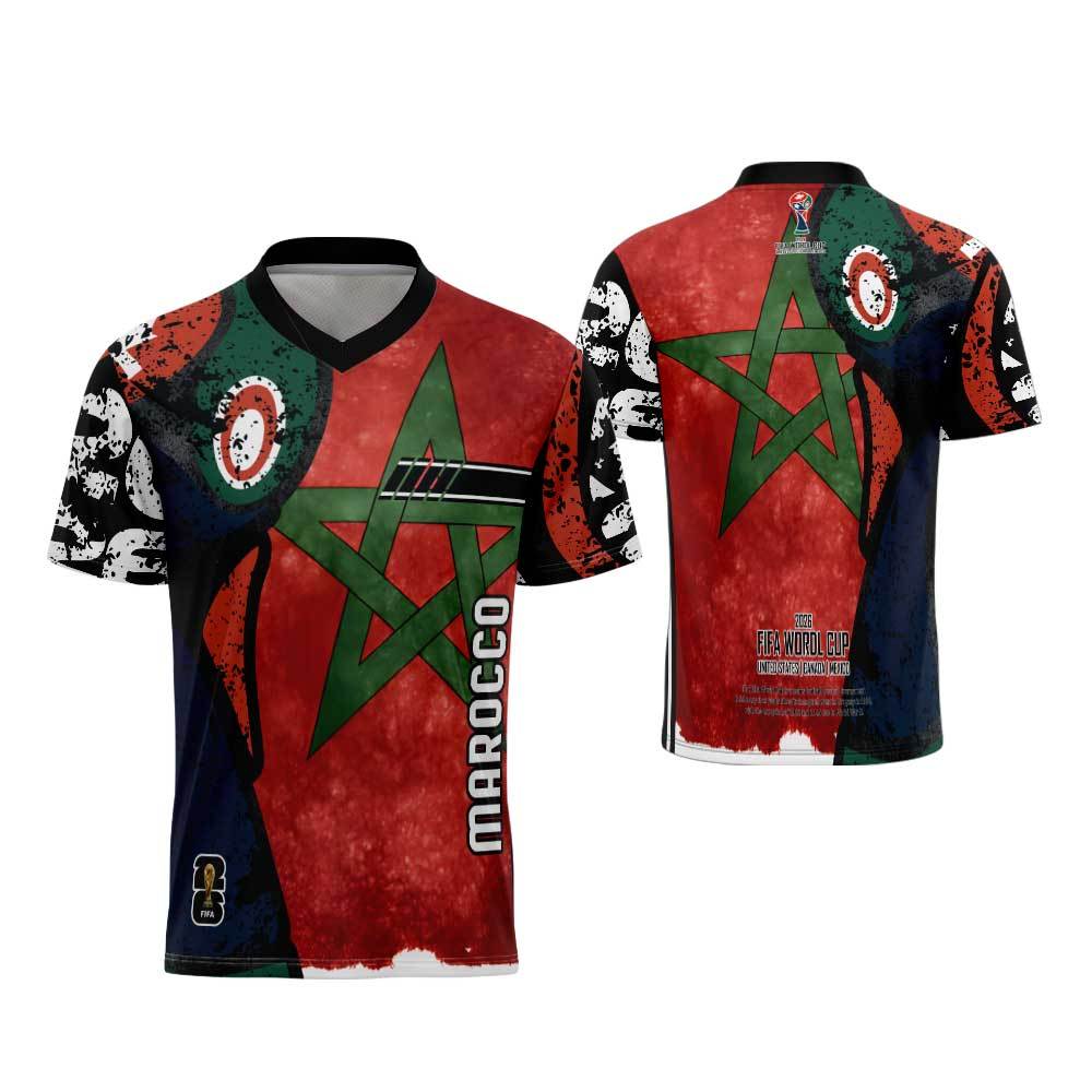 Morocco Jersey - Baju Kaos Jersey Maroko Piala Dunia 2026 Fullprint