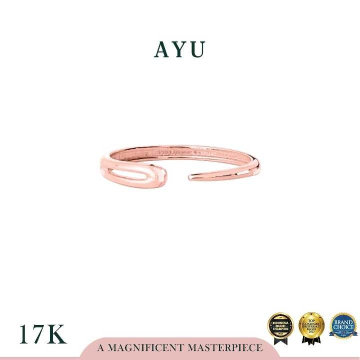 AYU Cincin Emas - Gold Needle Open Ring 17k Rose Gold