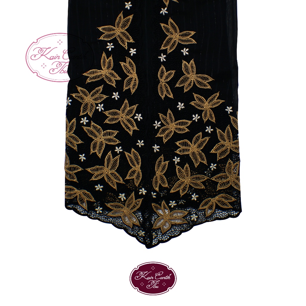 Kain Kebaya Bordir Kerancang (Manual) – Warna Hitam