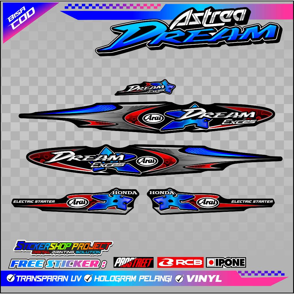STRIPING VARIASI HONDA ASTREA DREAM - ARAI EDITION / STICKER LIST VARIASI MOTOR ASTREA GRAND