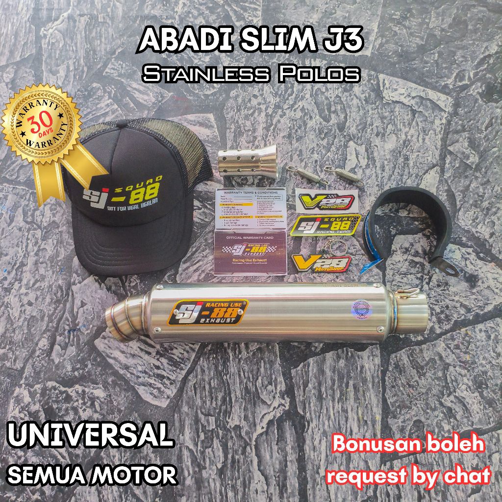 Knalpot SJ88 Silincer type Abadi Slim J2 / J3 Stainless Polos Silinser Original SJ-88 Racing Exhaust