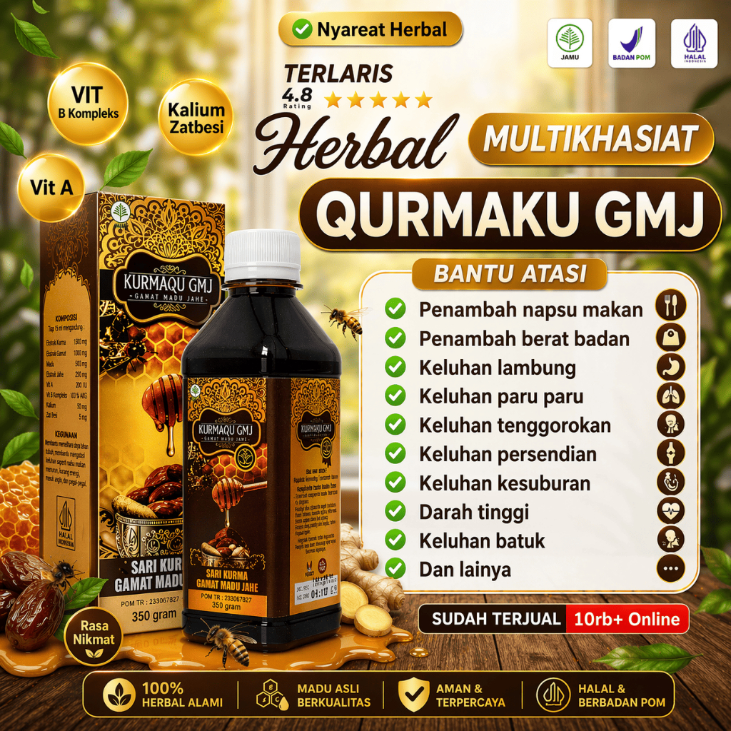 KurmaQu GMJ Original Isi 350g Herbal Multikhasiat Penambah Nafsu Makan Berat Badan BB Lebih Ngisi Ba