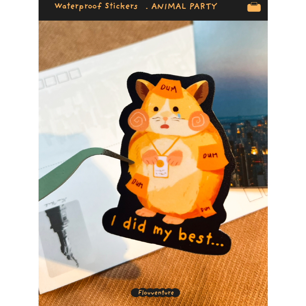 [Flouventure] ANIMAL PARTY - HAMSTER | Sticker Waterproof Premium for Planner DIY journal decorative