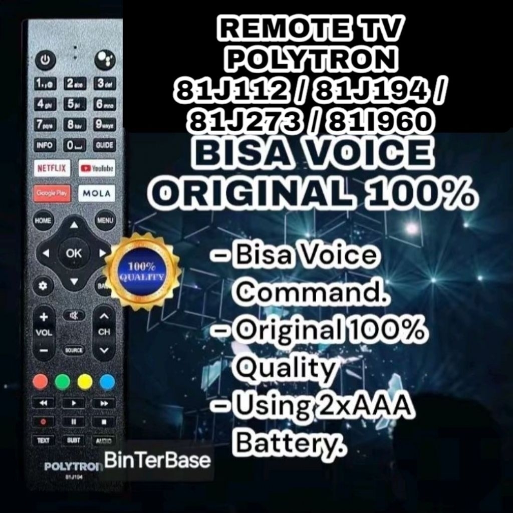 Remote remot TV Polytron 81J194 81j112 81J273 Ori 100% Original bisa Voice LCD LED Android Smart TV 