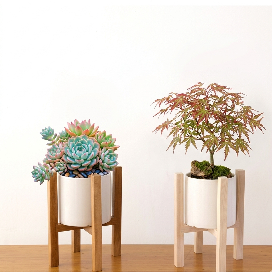 Rak Pot Bunga Kayu Minimalis / Standing Planter Kayu Estetik / Tempat Tanaman Hias Indoor Outdoor