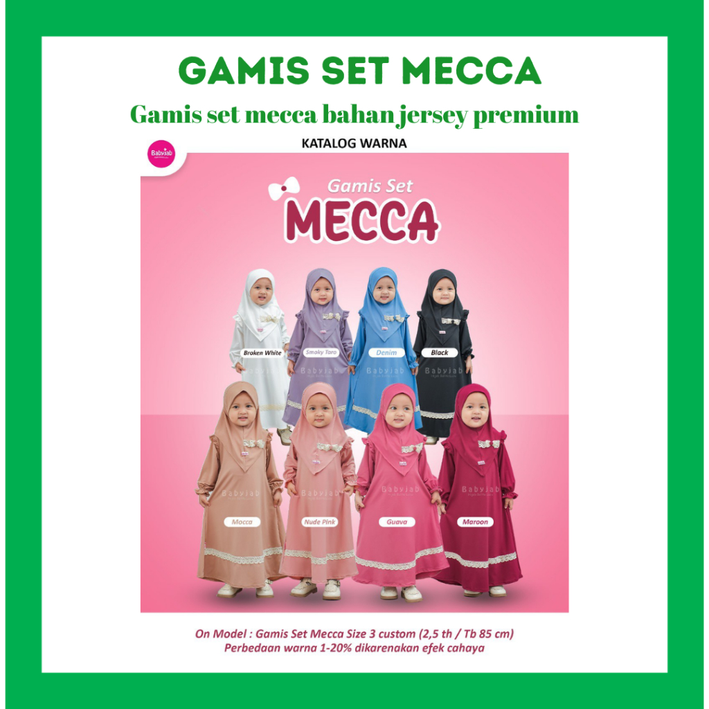 GAMIS SET MECCA - BABYJAB - BAHAN JERSEY PREMIUM - GAMIS