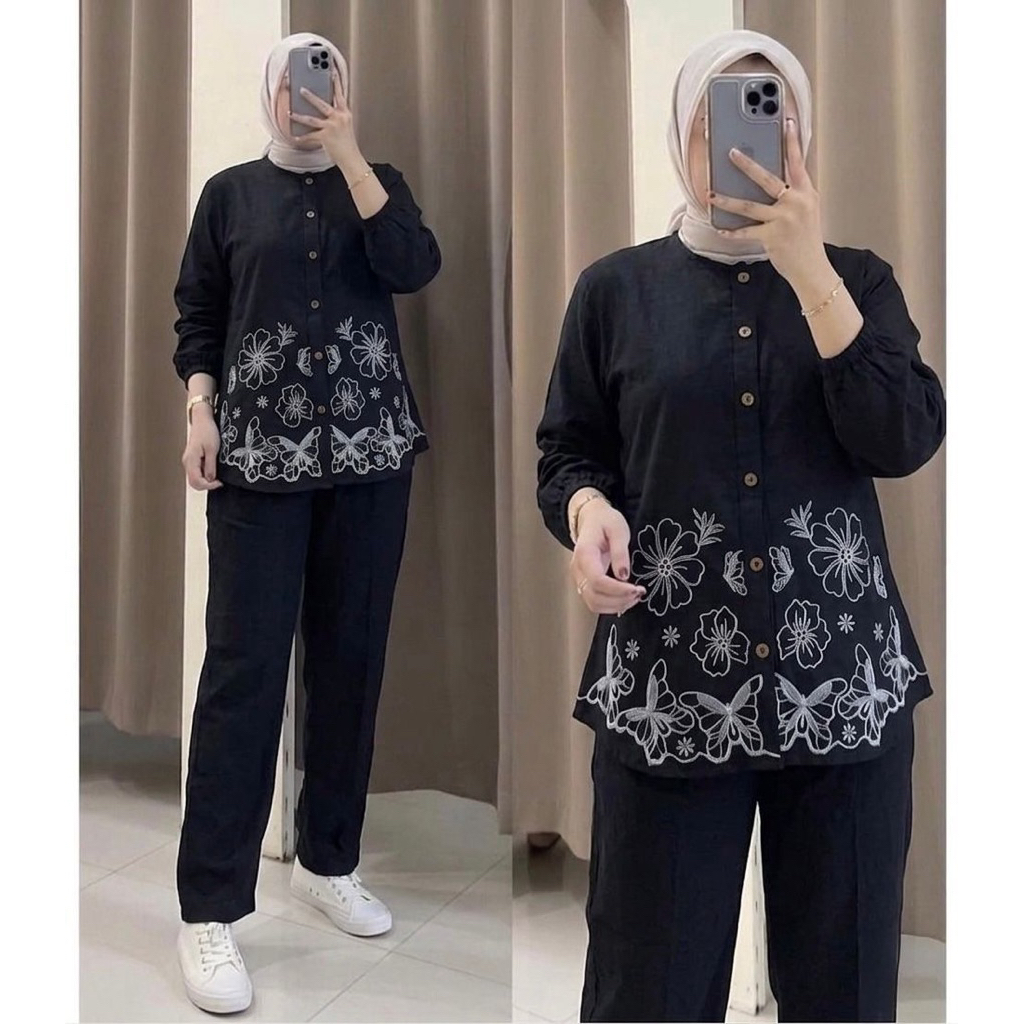 ONESET/SETCEL JEANS WASH BORDIR TWIN FLOWER HALIS FASHION BY ZAVIER