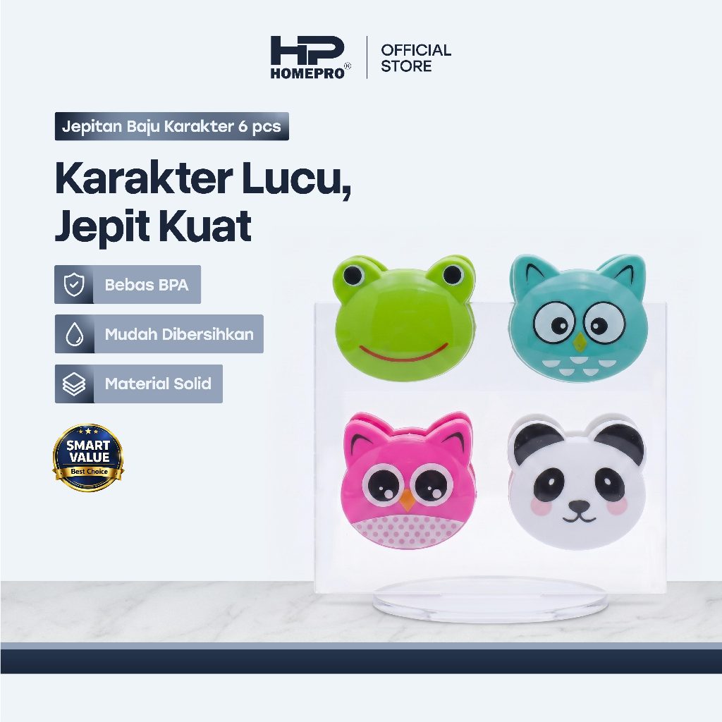 HomePro - Jepitan Baju Karakter 6 pcs - Jepitan Jemuran Pakaian